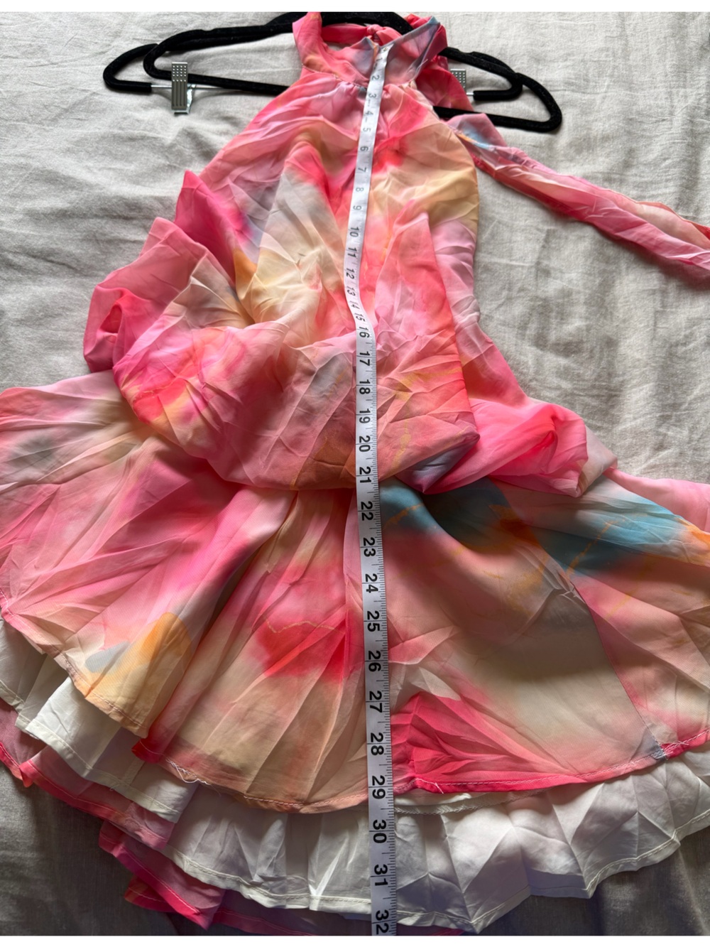 Halter Neck Watercolor Print Mini Dress in Pink - Picture 3 of 4